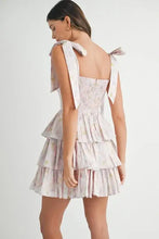 MABLE Floral Print Shoulder Tie Layered Mini Dress Casual Dresses