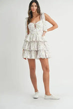 MABLE Floral Print Shoulder Tie Layered Mini Dress Casual Dresses