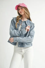 MABLE Scallop Peter Pan Collar Denim Jacket Denim Woman Outerwear