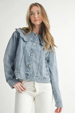 MABLE Scallop Peter Pan Collar Denim Jacket Woman Outerwear
