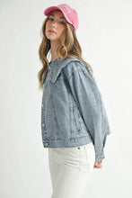 MABLE Scallop Peter Pan Collar Denim Jacket Woman Outerwear