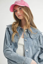MABLE Scallop Peter Pan Collar Denim Jacket Woman Outerwear