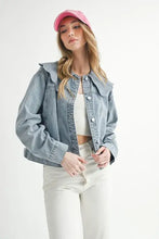MABLE Scallop Peter Pan Collar Denim Jacket Woman Outerwear