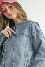 MABLE Scallop Peter Pan Collar Denim Jacket Woman Outerwear