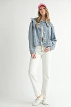 MABLE Scallop Peter Pan Collar Denim Jacket Woman Outerwear