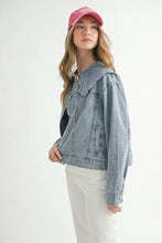 MABLE Scallop Peter Pan Collar Denim Jacket Woman Outerwear