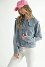 MABLE Scallop Peter Pan Collar Denim Jacket Woman Outerwear