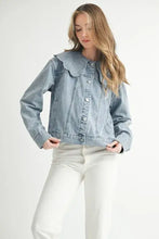 MABLE Scallop Peter Pan Collar Denim Jacket Woman Outerwear