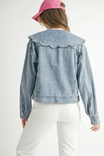 MABLE Scallop Peter Pan Collar Denim Jacket Woman Outerwear