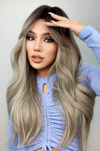 Machine long wave ash blonde wig with dark roots, heat safe basic cap