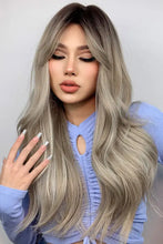 Machine long wave ash blonde wig with dark roots, heat safe basic cap