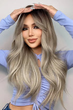 Machine long wave ash blonde wig with dark roots, heat safe basic cap