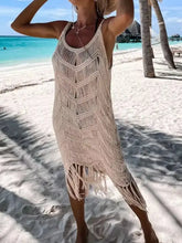 Macrame Fringe Sheer Beach Cover-Up Dress Swimwear Cover-Ups