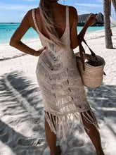 Macrame Fringe Sheer Beach Cover-Up Dress Swimwear Cover-Ups