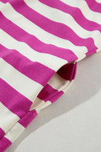 Magenta and White Striped Sleeveless T-Shirt Dress Casual Dresses