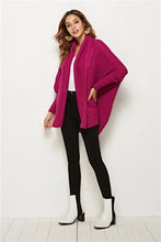 Magenta Knit Acrylic Poncho Cardigan for Women