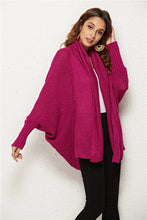 Magenta Knit Acrylic Poncho Cardigan for Women