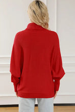 Red Magenta Merry Letter Embroidered High Neck Sweater