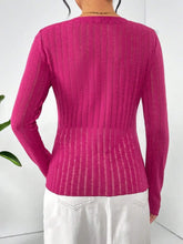 Magenta Ribbed Long Sleeve Knit Top for Women