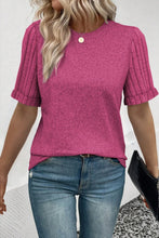 Magenta Short Sleeve Textured T Shirt for Women Hot Pink