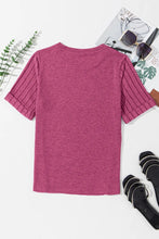 Magenta Short Sleeve Textured T Shirt for Women