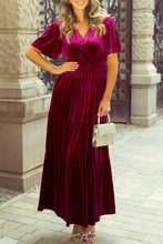 Magenta Velvet Maxi Dress with Pockets Cerise
