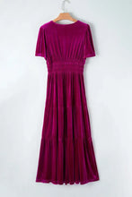 Magenta Velvet Maxi Dress with Pockets Maxi Dresses