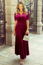 Magenta Velvet Maxi Dress with Pockets