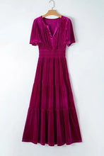 Magenta Velvet Maxi Dress with Pockets Maxi Dresses