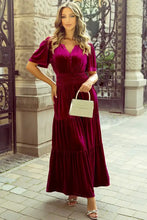 Magenta Velvet Maxi Dress with Pockets Maxi Dresses