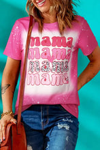 Pink mama round neck short sleeve t-shirt with tie-dye paint splatter and jeans