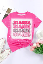 Pink mama round neck short sleeve t-shirt with bleach splatter