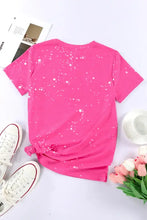 Hot pink mama round neck short sleeve t-shirt with white paint splatter