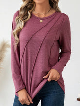 Maroon Long Sleeve Basic T Shirt for Women Dusty Pink