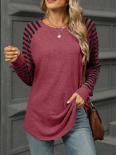 Maroon Long Sleeve Striped Shirt for Women Burgundy Woman T Shirts