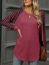 Maroon Long Sleeve Striped Shirt for Women Woman T Shirts