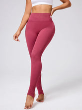 Maroon Ribbed High Waisted Stirrup Leggings for Women Deep Rose