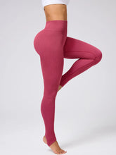 Maroon Ribbed High Waisted Stirrup Leggings for Women