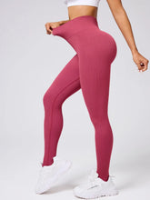Maroon Ribbed High Waisted Stirrup Leggings for Women