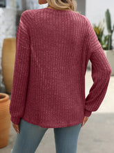 Maroon Ribbed Knit Sweater with Decorative Buttons for Women