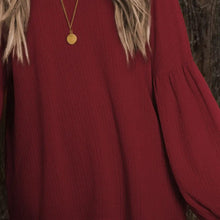 Round Neck Long Sleeve Ruched Blouse Woman Blouses