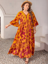 Maroon Tropical Floral Maxi Dress with Lace and Ruffle Detail