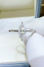 Marquise cut sterling silver solitaire ring with 1 carat moissanite