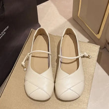Mary Jane Flats and Loafers for Women in White and Tan Leather Beige Woman Loafers