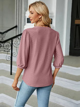 Mauve Puff Sleeve Blouse for Women with Medium Sleeve Length Woman T Shirts