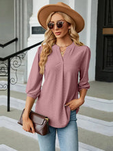 Mauve Puff Sleeve Blouse for Women with Medium Sleeve Length Woman T Shirts