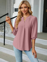 Mauve Puff Sleeve Blouse for Women with Medium Sleeve Length Woman T Shirts