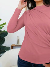 Mauve Draped Long Sleeve Top for Women Woman T Shirts