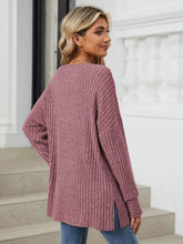 Mauve Ribbed Knit Tunic Top for Women