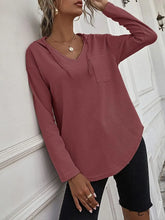 Mauve Waffle Knit Hooded Top with Pocket and Drawstring